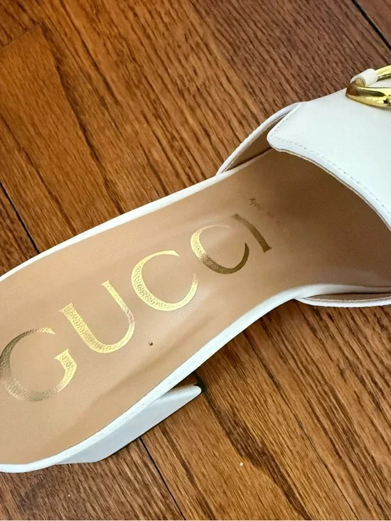 Gucci Slide Sandal with Horsebit in White Leather - Picture 5 of 8